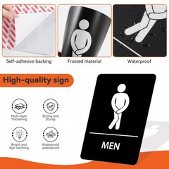 2 PCS Men and Women Restroom Signs for Home and Business, Self-adhesive Water…