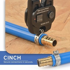 Durable Hand-Powered Ratchet PEX Cinch Tool with Stainless Steel Clamps Included