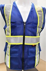 FX Two Tone HI-VIS BLUE Safety Vest w/ 4 Front Pocket Small to 5XL (SHIPS FREE)