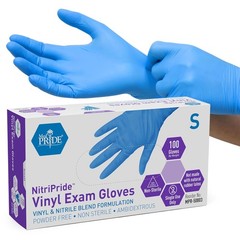 Non-Sterile Nitrile/Vinyl Gloves for Medical & Food Use – Blue, Small, 100 Pack