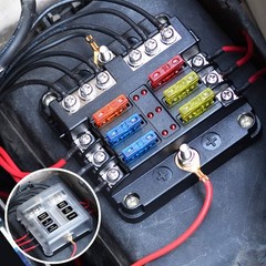 6 Way 12V Fuse Box 12Volt Blade Fuse Block, 6 Circuit W/Negative Bus Waterproof