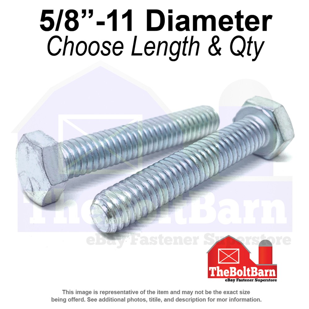 5/8″-11 Grade 5 Coarse Hex Tap Bolts Zinc Clear (Choose Length & Qty)