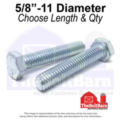 5/8″-11 Grade 5 Coarse Hex Tap Bolts Zinc Clear (Choose Length & Qty)