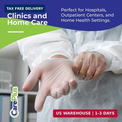 CARE PLUS Latex-Free Vinyl Gloves Clear Small Size 100 Count | Heavy Duty, Non-S