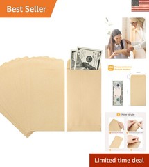 Durable Kraft Money Envelopes 3.5×6.5″ with Self-Adhesive Closure – 100 Count