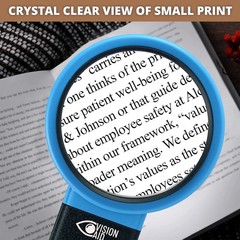 VisionAid 30X 10X Hands-Free Magnifying Glass with Stand, LED Lights, Loupe Hand