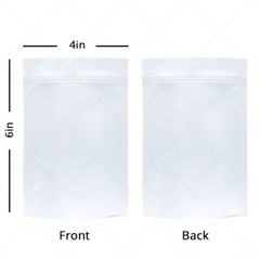 4x6in Double Side White Matte Foil Mylar Standup Zip Lock Bag w/Desiccant