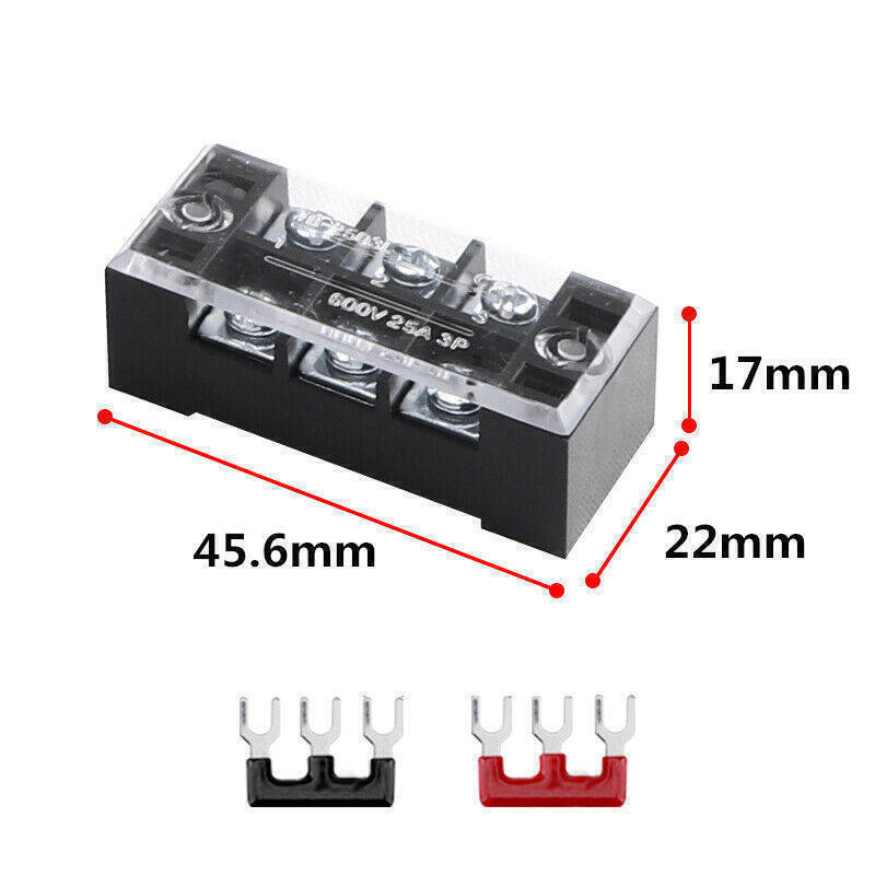 3-12 Pin Terminal Block Barrier Strip Dual Row Screw 15A with Cover 1/5/10 Sets