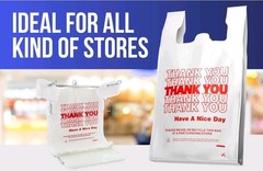 Thank You Plastic T-Shirt Bags 11.5×6.5×21 for Grocery Retail Shopping 100 pack