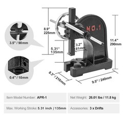 1 Ton Manual Arbor Press Handwheel 5.9″ Height Cast Iron Desktop