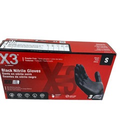 Ammex X3 BX342100 Nitrile Industrial Latex Disposable Gloves S, Black – 100 Pcs