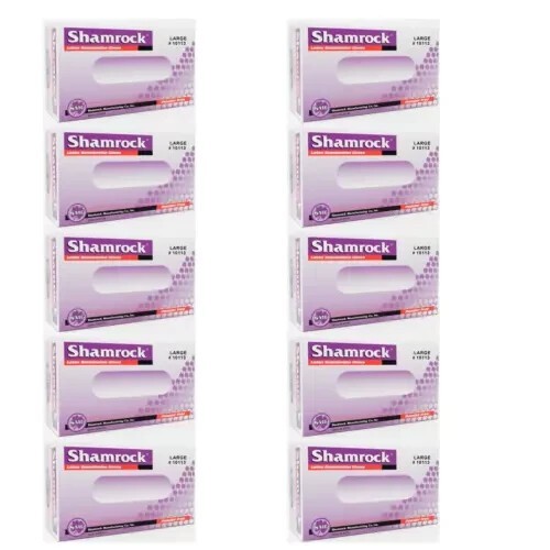 Shamrock Powder Free Textured Latex Gloves & Size Large Case pack of 1000 Gloves