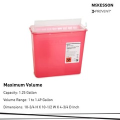 McKesson Prevent Sharps Container 5 Quart 10.75″Hx10.5″Wx4.75″D 2262 Case of 20