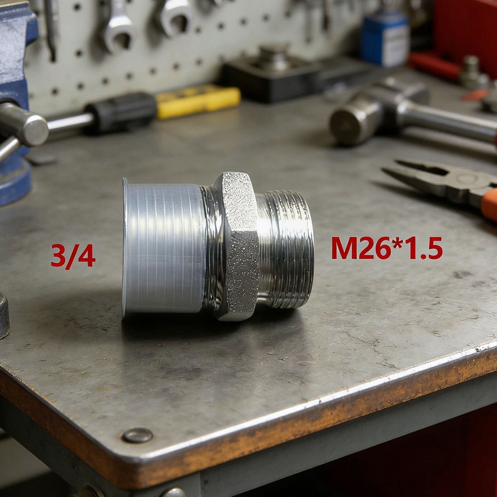 Mini Excavator M26X R3/4 BSPT Hydraulic Filter Adapter1hOZa