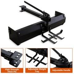 42″ Tow Behind Box Scraper Lawn Tractor Attachment w/ Steel Box Blade Hitch Tow