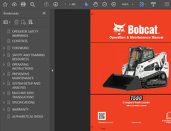 BOBCAT T590 COMPACT TRACK LOADER OPERATORS SERVICE REPAIR SHOP MANUAL PDF USB