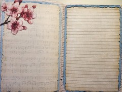 Junk Journal Booklet “CHERRY BLOSSOM” HANDMADE Pink Spring Florals 9X6 40pgs
