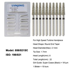 Dental Diamond Burs Round End Taper Super Coarse FG High Speed Bur 856/021SC