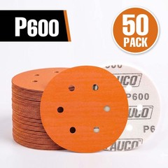 50 PCS 6 Inch 6 Hole Ceramic Sanding Discs P600 Grit, Hook and Loop Orbital