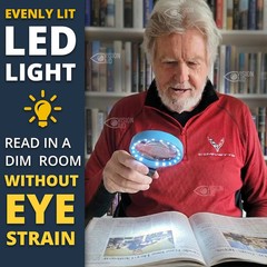 VisionAid 30X 10X Hands-Free Magnifying Glass with Stand, LED Lights, Loupe Hand