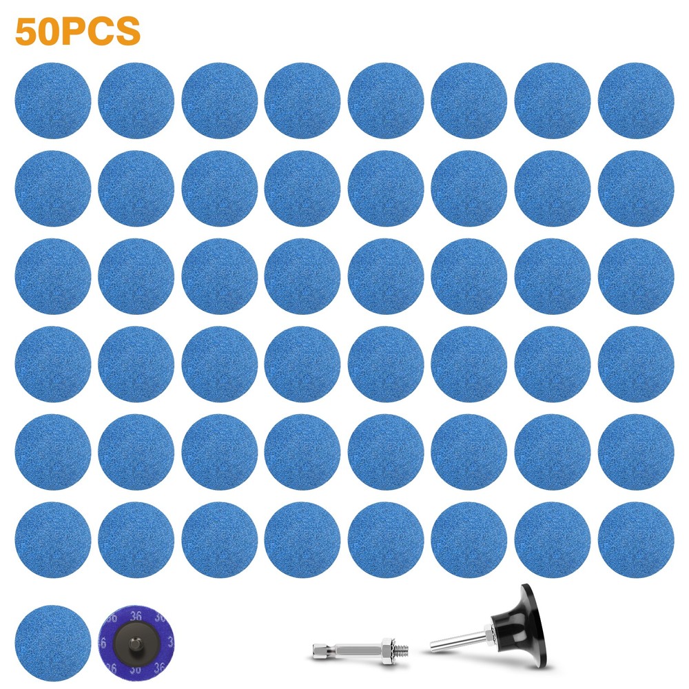 52Pcs 2″ 36 Grit Zirconia Roll Lock Sanding Discs Set 1/4″ Shank for Die Grinder