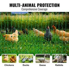 VEVOR Electric Netting Fence Kit PE Net Fencing 48″H x 168’L with Posts Spikes