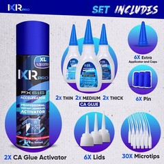 CA Glue with Activator Kit 6×1.75 oz. CA Glue (Thin Medium Thick) 16.9 oz.