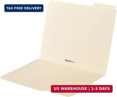 Amazon Basics File Folders 1/3 Cut Tabs Letter Size Manila 100 Pack