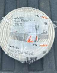 Cerro Wire 6 AWG THHN White Stranded Copper Wire 100 Ft Roll THHN/THWN-2 NEW