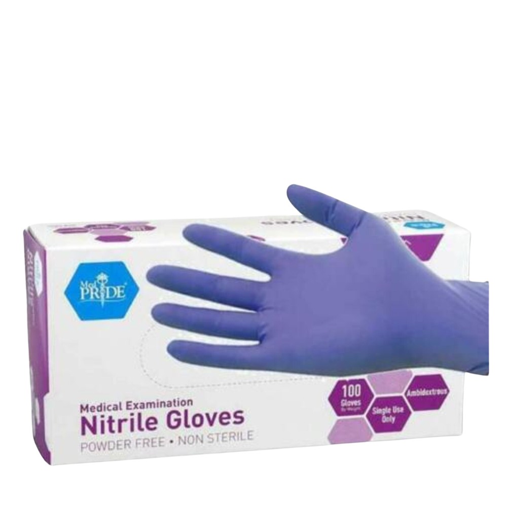 MedPride Powder-Free Nitrile Exam Gloves, Large – 100 Count