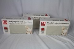 3 Boxes Basic Vinyl Synmax Exam Gloves 100 Ea Box XL VGPF3004