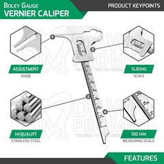 Boley Gauge 6″ Vernier Caliper 10 CM Measuring Dental Orthodontic Inst German Gr