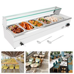 Electric Bain Marie Buffet Server 6 Pans 1200W Commercial Countertop Food Warmer
