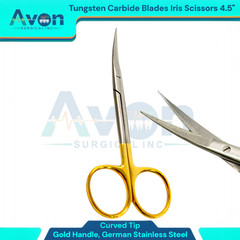 4.5″ Iris Scissors with Curved T/C Sharp Blades & Gold Handle – Premium 1pc
