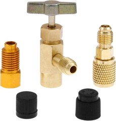 R1234yf Can Tap Adapter Fitting Kits, 1/4 SAE to 1/2 Acme LH Can Bottle Tap O…