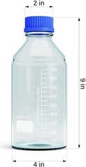 1000ml Glass Round Media Storage Bottles with GL45 Screw Cap, Borosilicate Glass