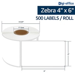 5 Rolls 500 Labels 4X6 Direct Thermal for Zebra LP 2443 2844 2442 Eltron ZP450