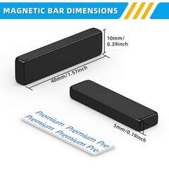 2 Pack Neodymium Bar Magnets 40x10x5mm Strong Rare Earth w Adhesive