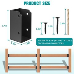 Eapele 20 Pack Steel Deck Railing Bracket Connectors for 2″x4″ (Actual 1.5″x3…
