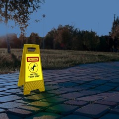 Fuutreo Reflective Caution Watch Your Step Sign Double Sided Floor Sign 24 x 11.