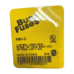 (Box of 5) Bussmann ABC-2 Fuse, 2A, 448H, IR 100A 250VAC, IR 10kA 125VAC, Z18