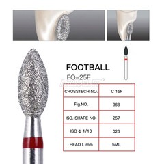 AZDENT Dental Diamond Burs FootballFINE RED #368-023F For Hight Speed Handpiece