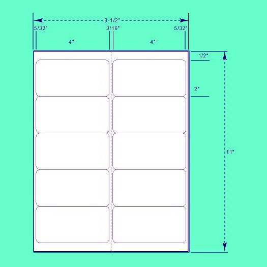 4 x 2″ White Mailing / Shipping / Address Labels – 10 Labels / Sheet, 100 Sheets