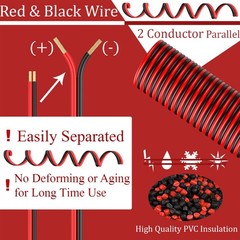 150FT 14 Gauge Wire, 2 Conductor Red & Black Electrical Cable, 14 AWG Ultra F…