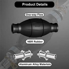 6mm 1/4″ Hand Fuel Pump, Primer Bulb Rubber Fuel Pump, Transfer V Size: 1/4 in