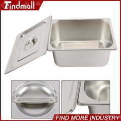Findmall 2 Pack Hotel Pans 1/2 Size 6″ Deep Stainless Steel Steam Table with Lid