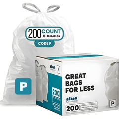 Plasticplace Drawstring Trash Bags Compatible Simplehuman Code P White Garbage