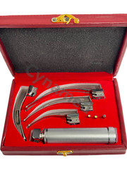 LARYNGOSCOPE MACINTOSH INTUBATION SET OF 4 BLADES AND ONE HANDLE EMT ANESTHESIA