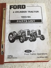 Ford 4 Cylinder 1953/64 Tractor Loader Parts Catalog Manual