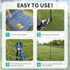Electric Fence Nettings W/Highly Visible, 35.4″ H x 164′ L for Farms Ranches use